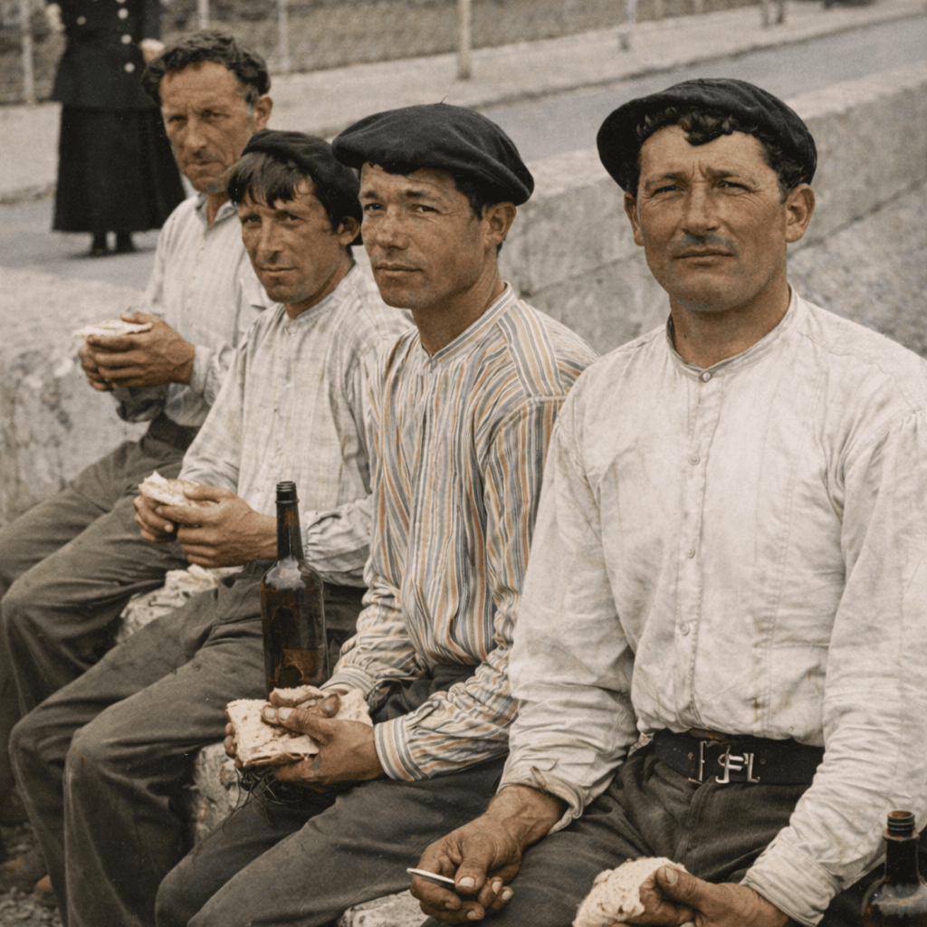 les hommes basques en pause dejeuner
